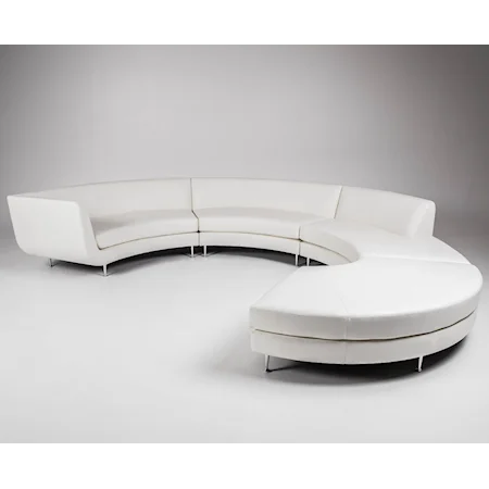 Contemporary 5-Seat Sectional Sofa with Left Arm Sitting Chaise & Reversible Curved Ottoman